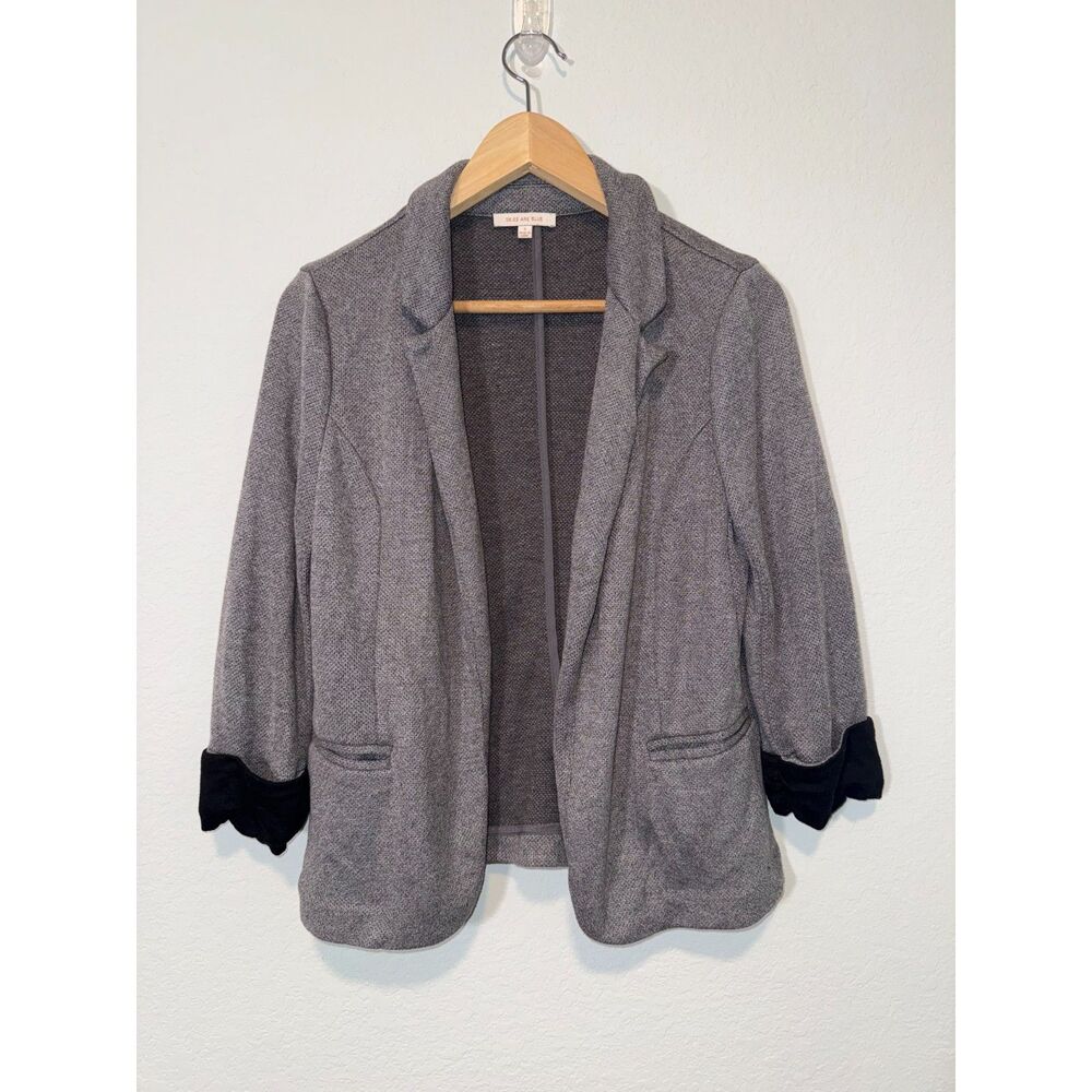 Skies Are Blue Tweed Blazer with Velvet Cuffs - Size S